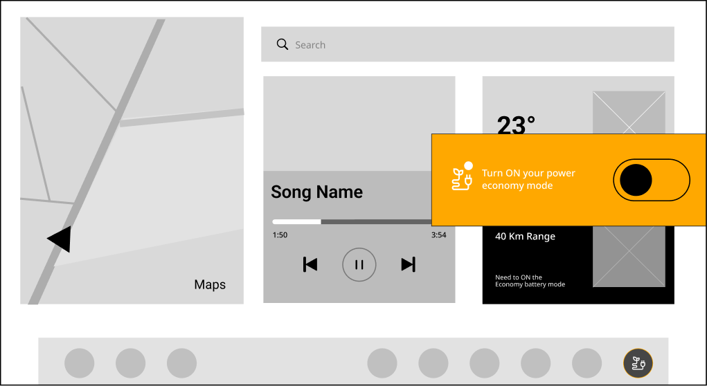 Wireframe of the first power-saving alert