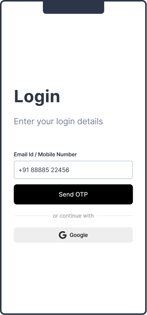 EaseAirport login wireframe