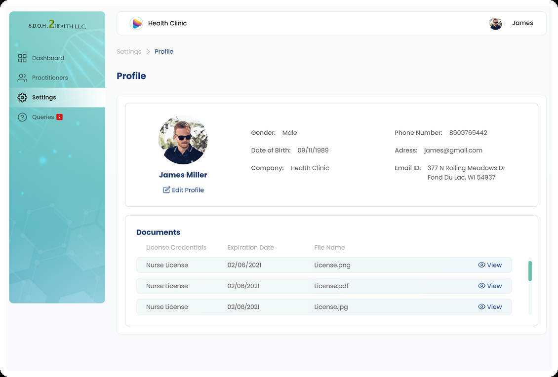 Profile settings and credentials