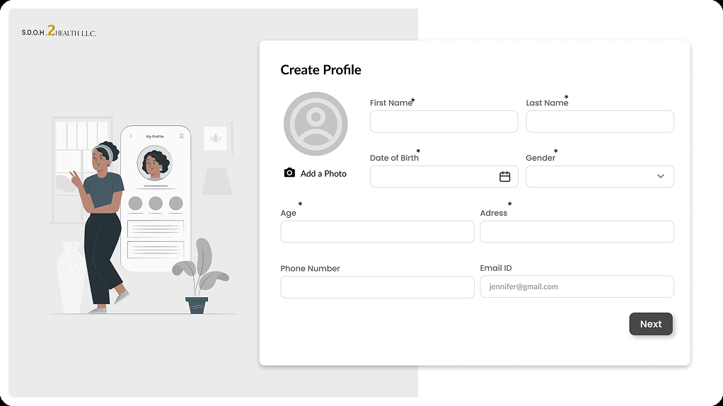 Create profile wireframe