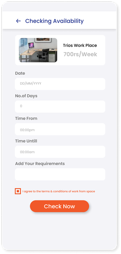 Check availability screen