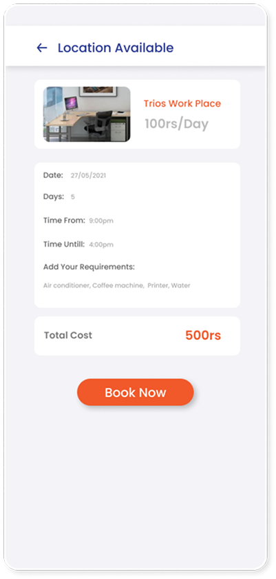 Confirm booking screen